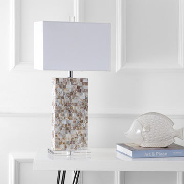 Cannon 29" Seashell and Crystal LED Table Lamp - JONATHAN Y